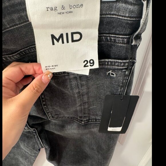 Rag & Bone Cate Mid Rise Skinny Jeans in Black Opal Size 29 - Picture 2 of 9